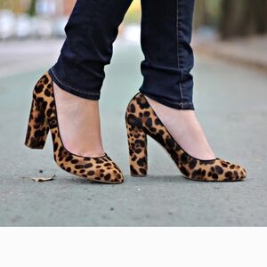 J.Crew Etta Calf Hair Leopard Leather Slip On Pumps Sz 8.5